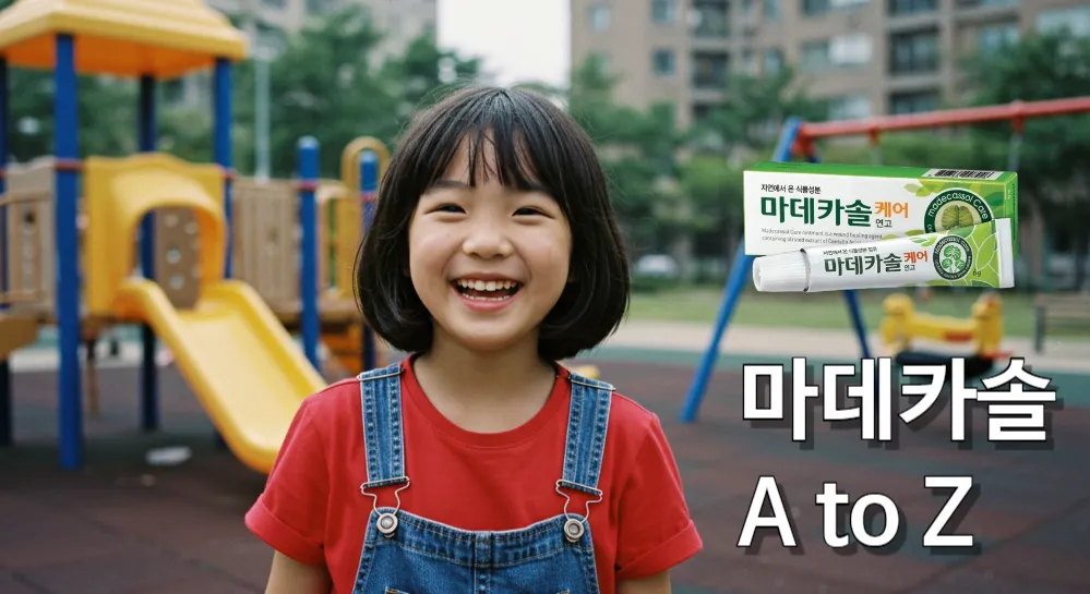 마데카솔 효과를 본 어린이의 웃는 모습