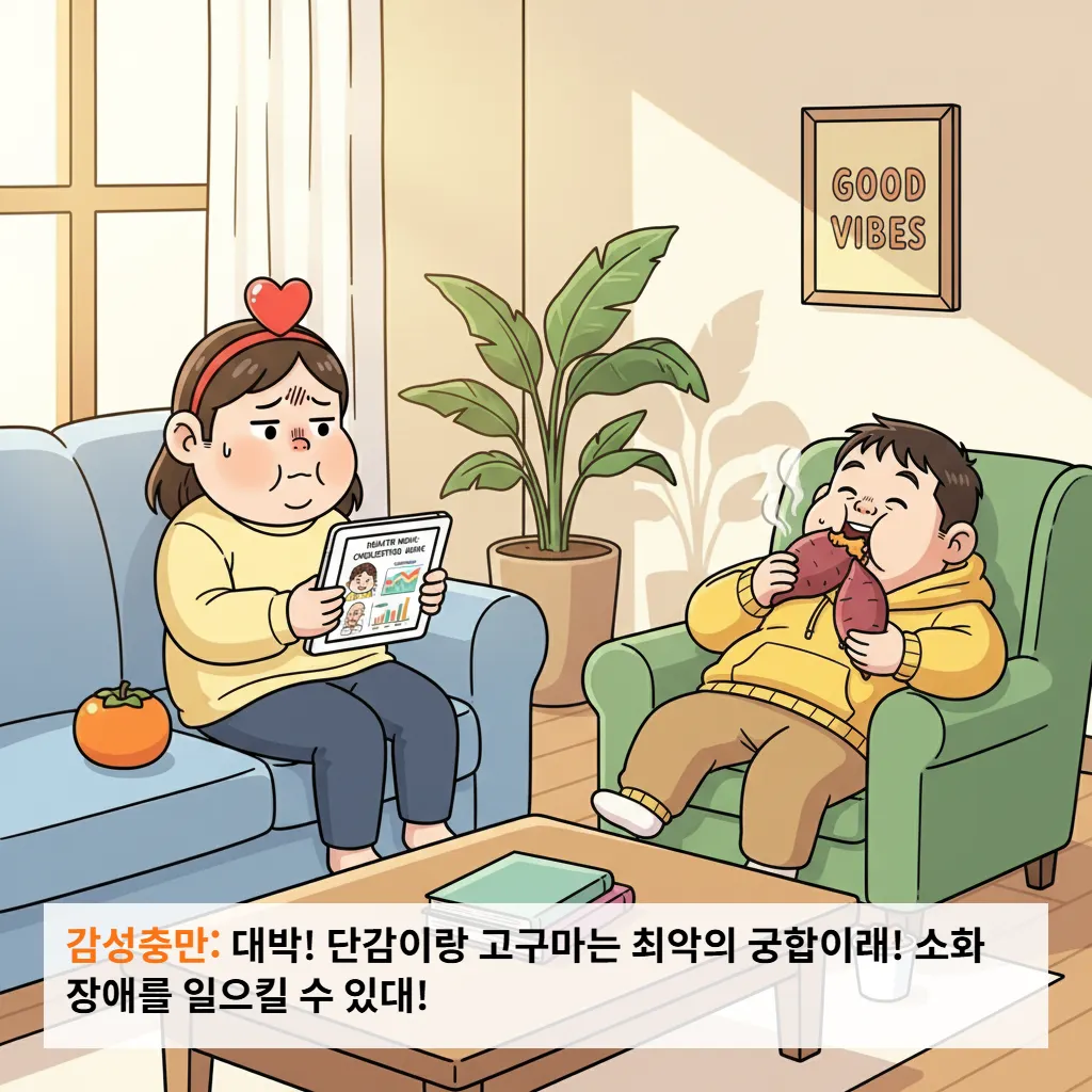 단감을 먹고있는 모습