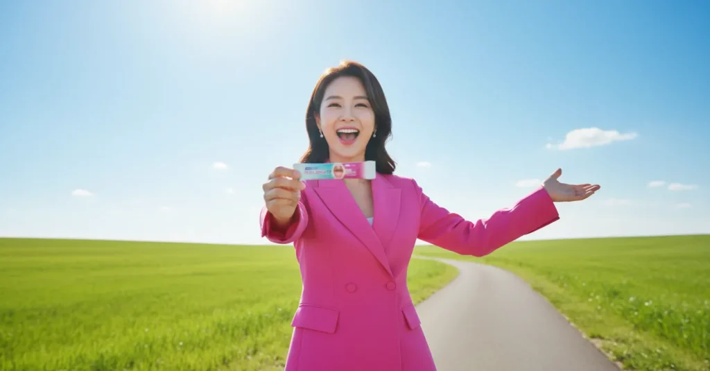 아프니벤큐액을 나에게 권하는 여성의 모습